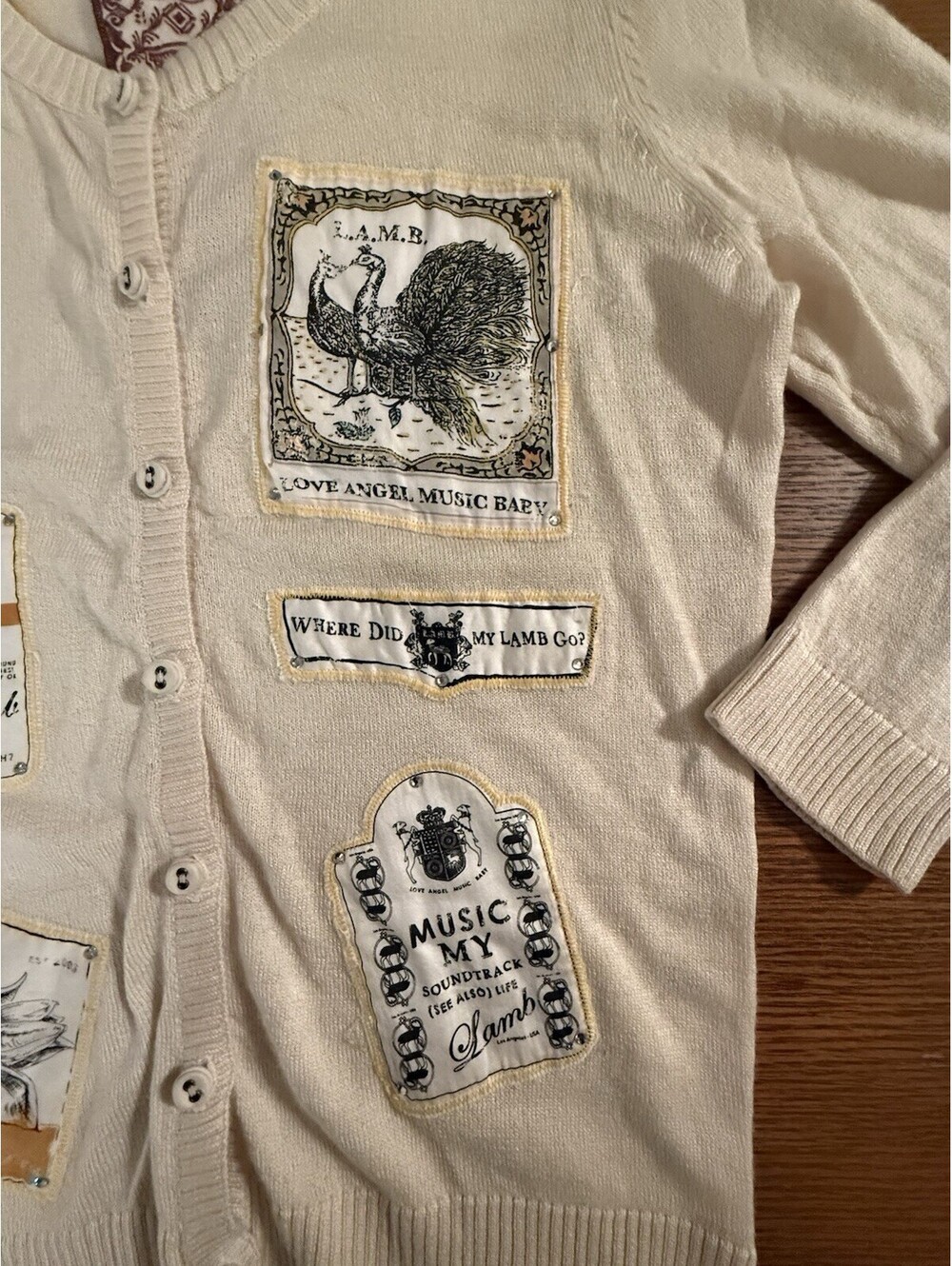 L.A.M.B. Gwen Stefani Vintage Y2K Spring Collection 2009 Patchwork Cardigan XS - Picture 3 of 9